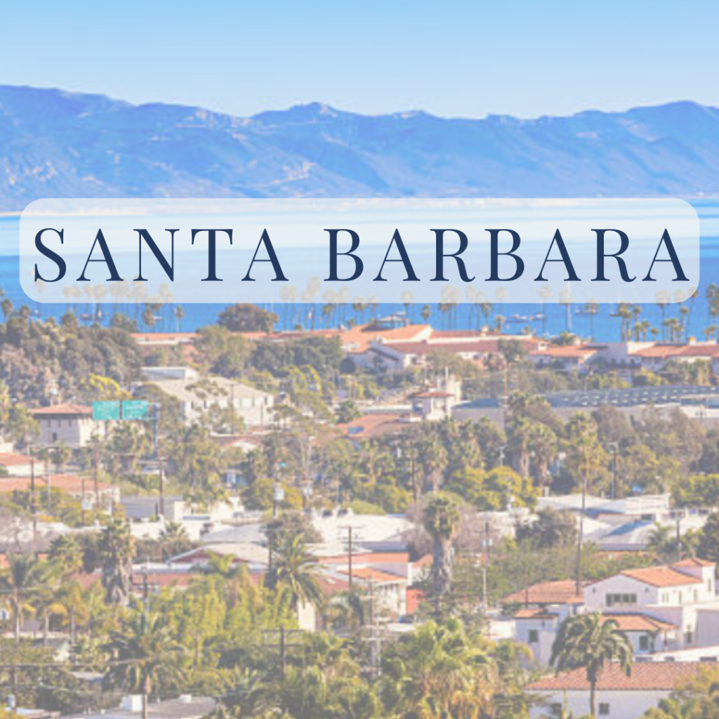 Santa Barbara CA buildings mountains and coastline
