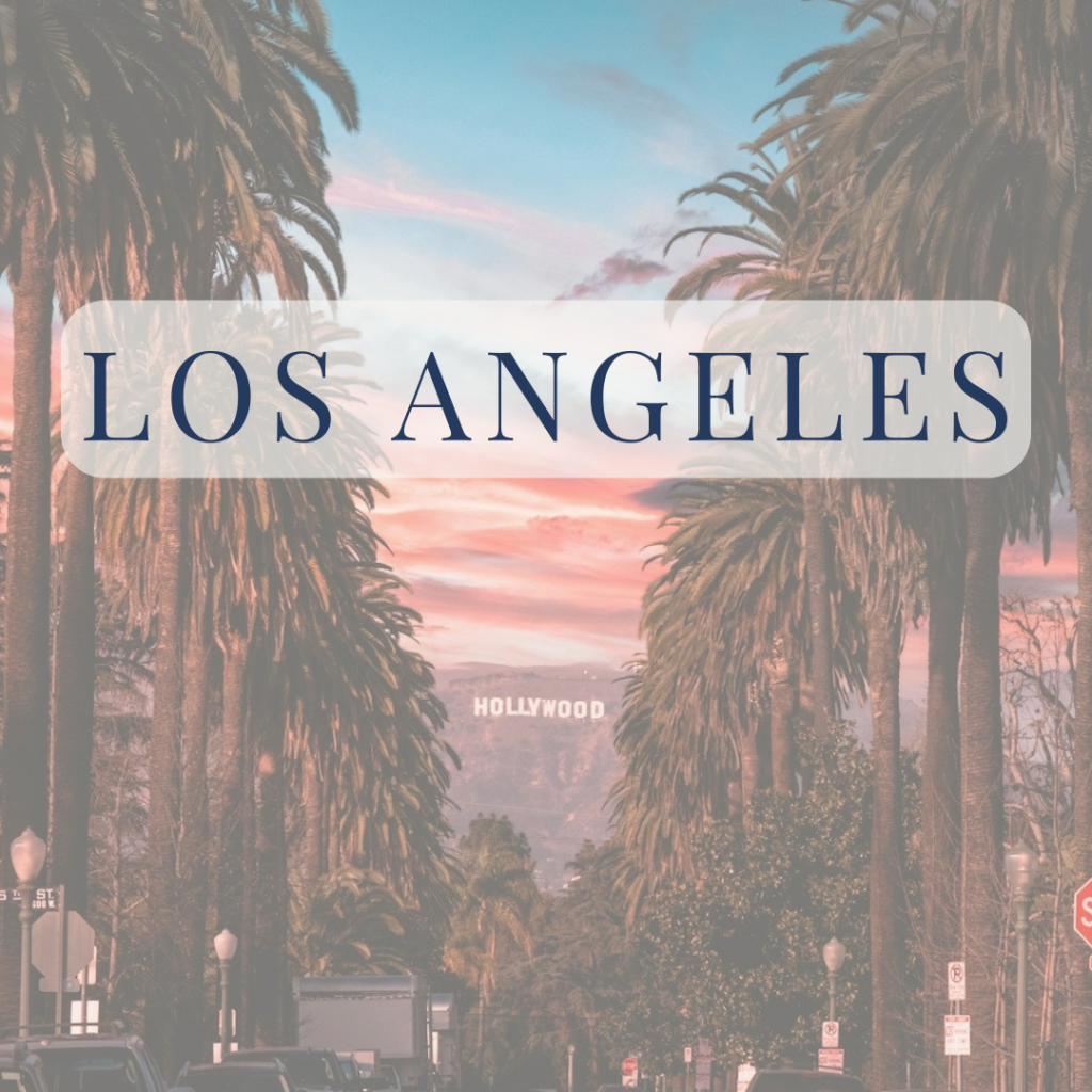 los angeles California palm trees and Hollywood sign